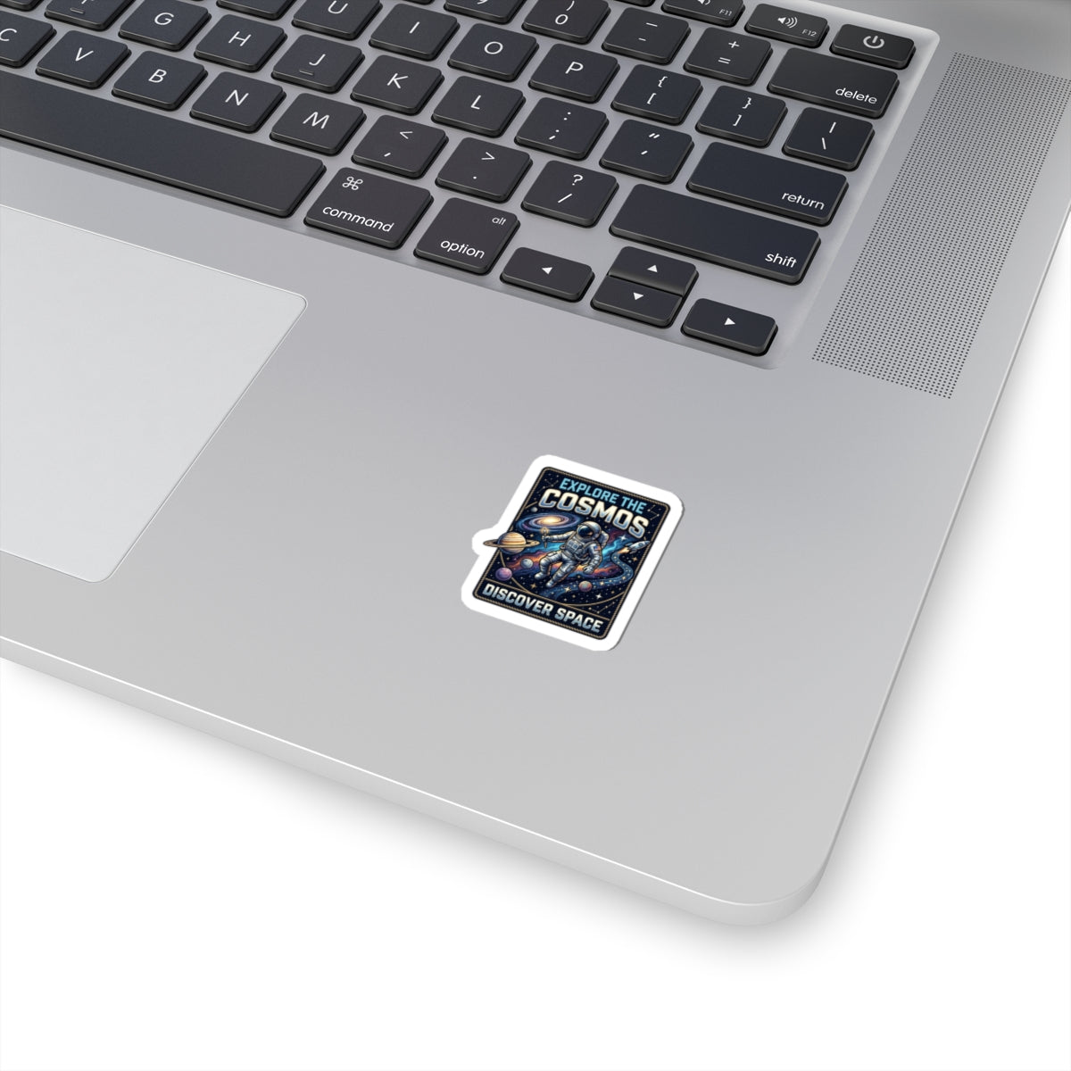 Explore the Cosmos Kiss-Cut Sticker — Astronaut Space Laptop Decal