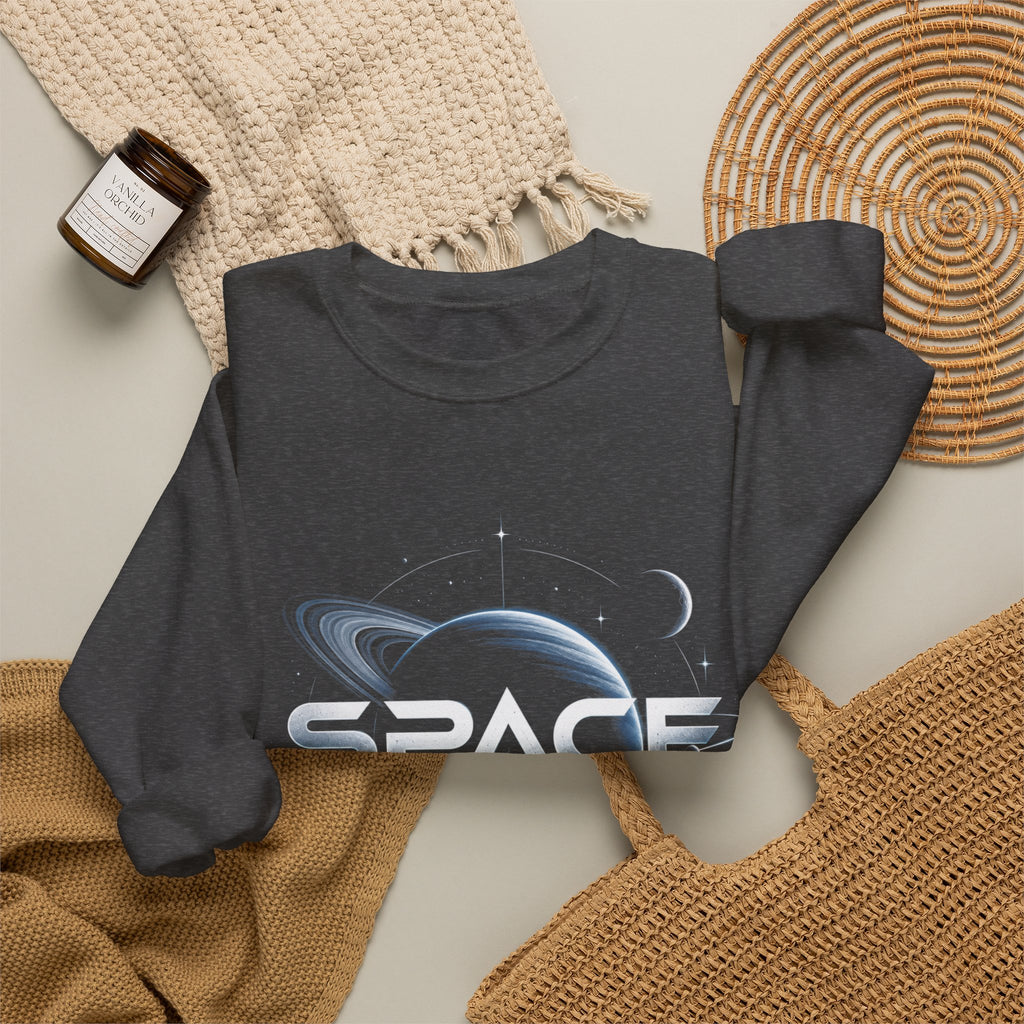 Space Graphic Sweatshirt — Retro Planet & Rings Crewneck