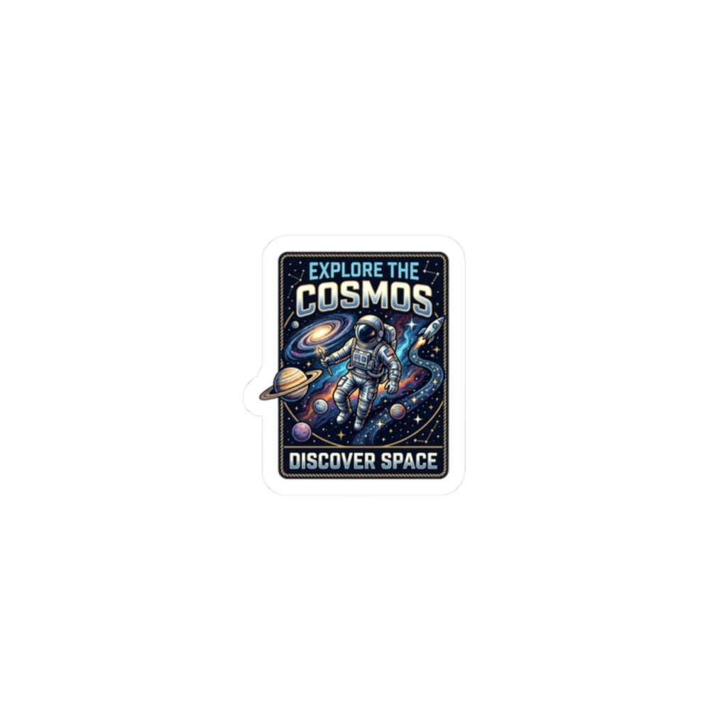 Explore the Cosmos Kiss-Cut Sticker — Astronaut Space Laptop Decal