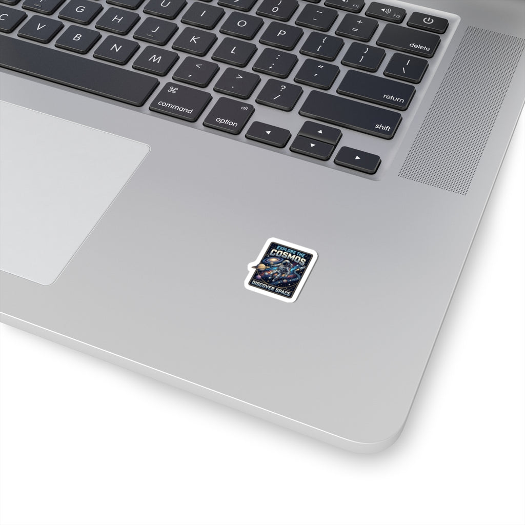 Explore the Cosmos Kiss-Cut Sticker — Astronaut Space Laptop Decal
