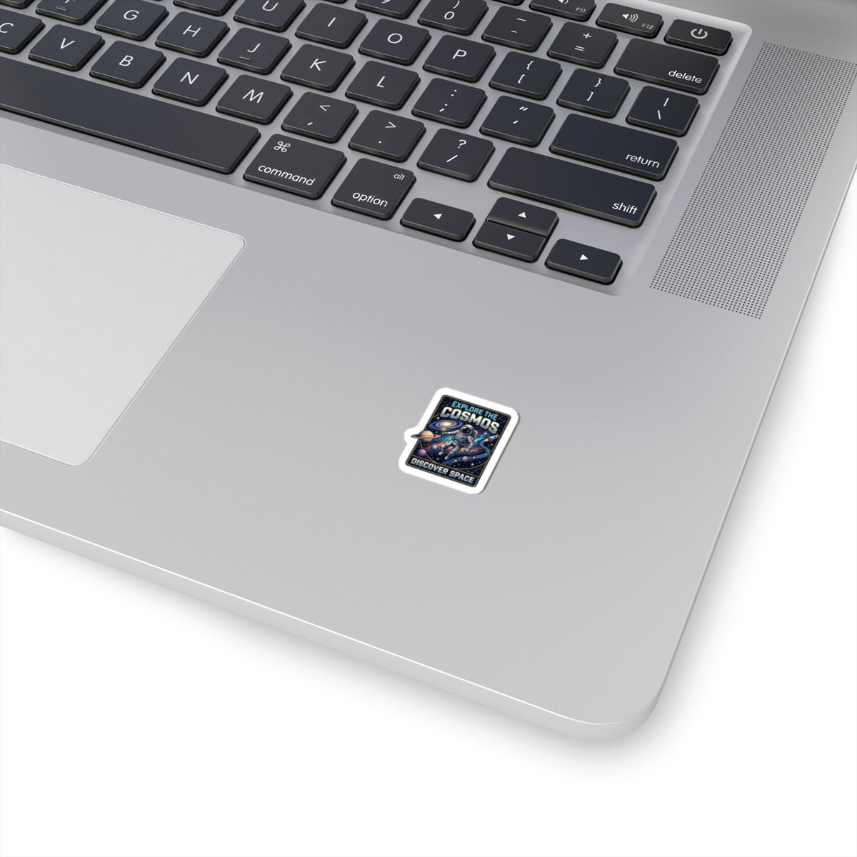 Explore the Cosmos Kiss-Cut Sticker — Astronaut Space Laptop Decal