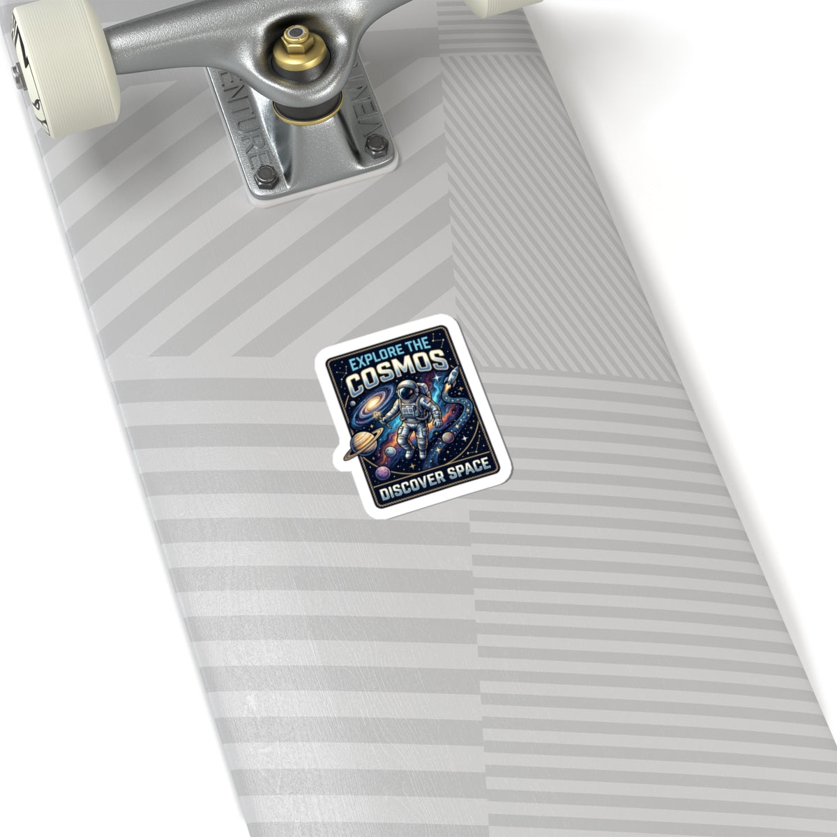 Explore the Cosmos Kiss-Cut Sticker — Astronaut Space Laptop Decal