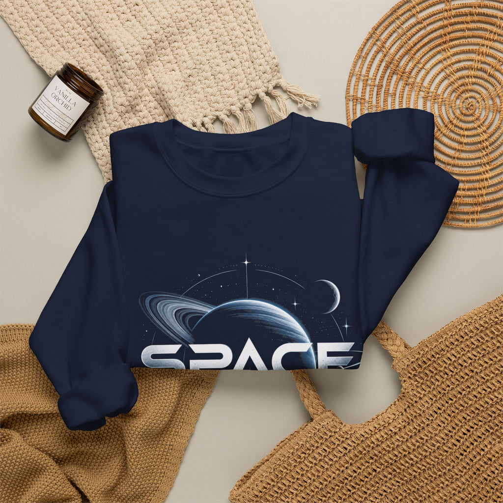 Space Graphic Sweatshirt — Retro Planet & Rings Crewneck
