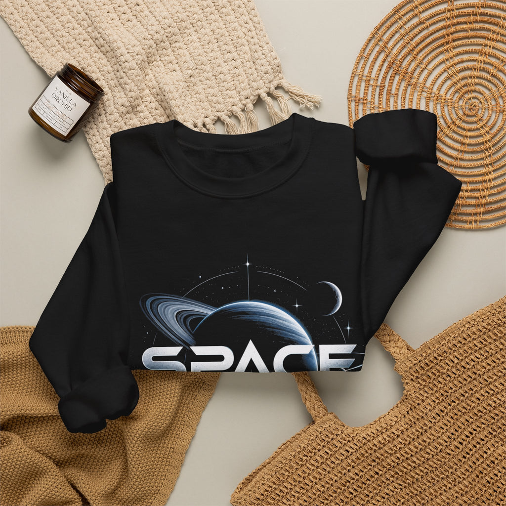 Space Graphic Sweatshirt — Retro Planet & Rings Crewneck