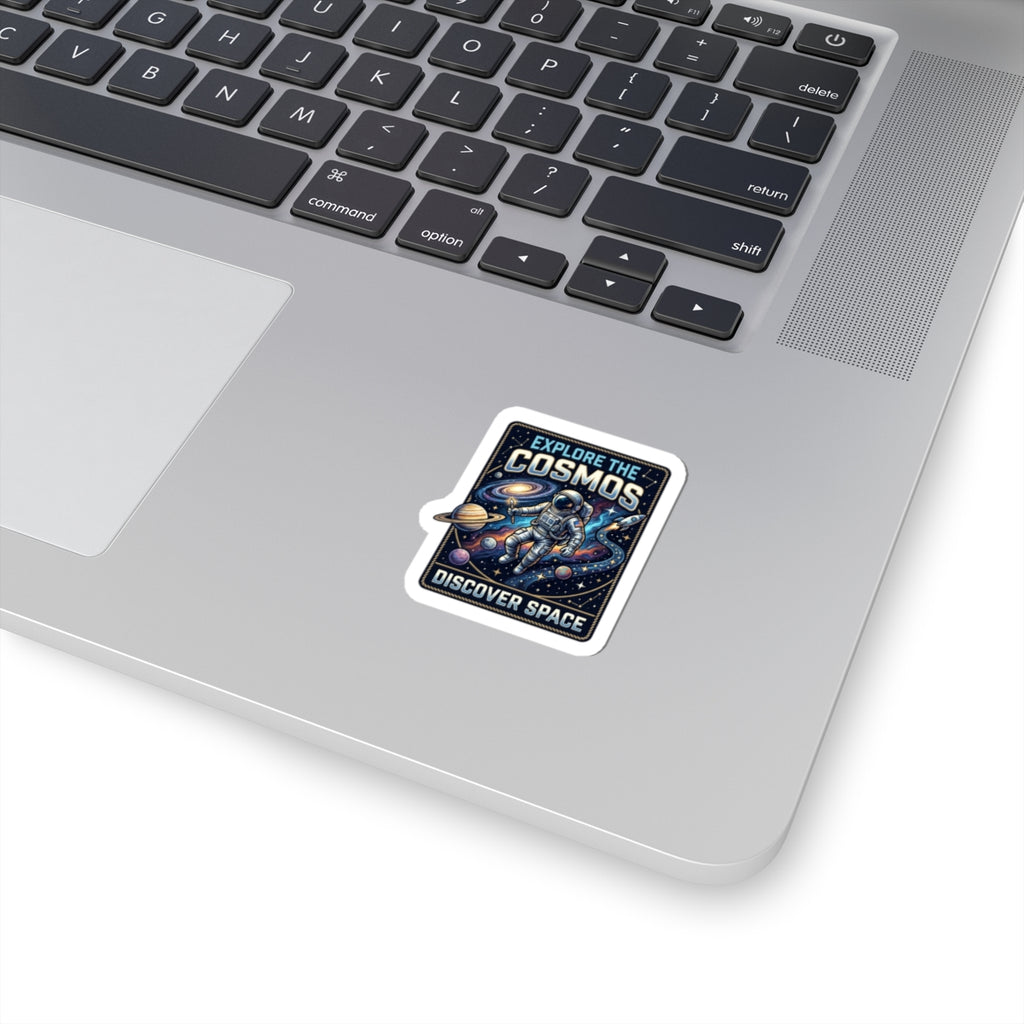 Explore the Cosmos Kiss-Cut Sticker — Astronaut Space Laptop Decal
