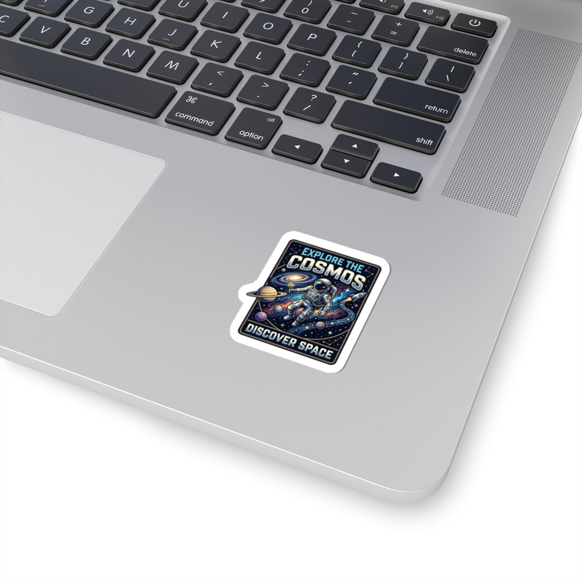 Explore the Cosmos Kiss-Cut Sticker — Astronaut Space Laptop Decal